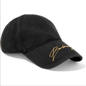 BALENCIAGA Black and gold signature cap